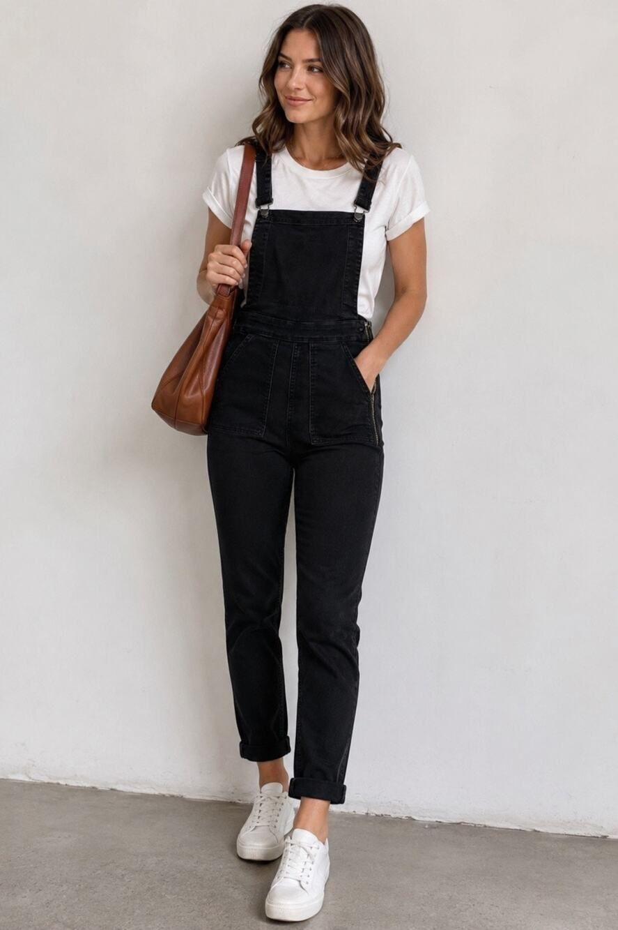 Madewell Black Denim Overalls Skinny Leg Adjustable Strap Bib Jeans Women’s XS